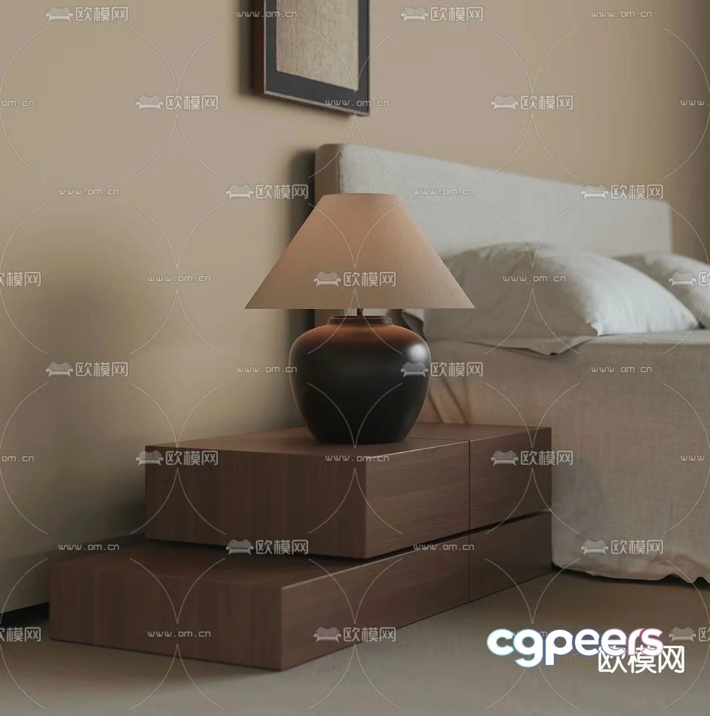 Medieval style bedside table 3d model