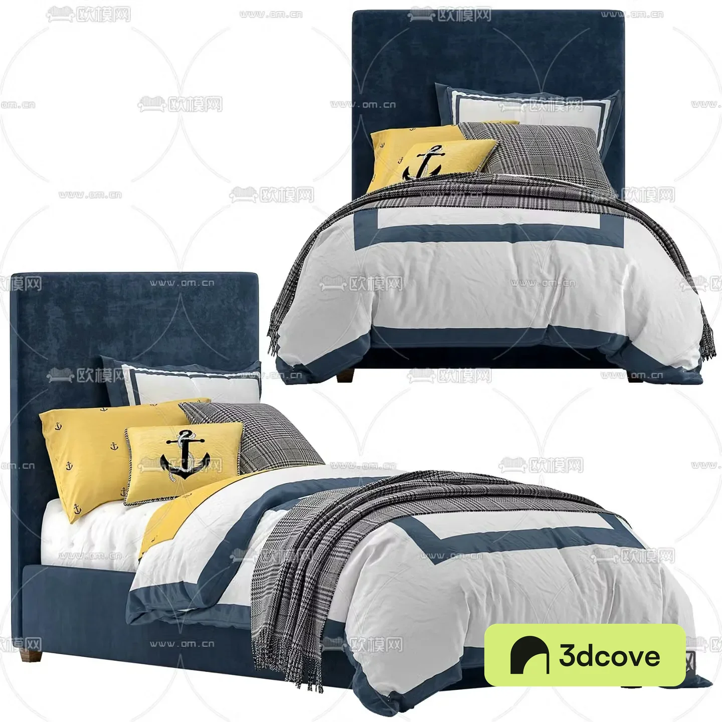 Nordic style blue single children’s bed