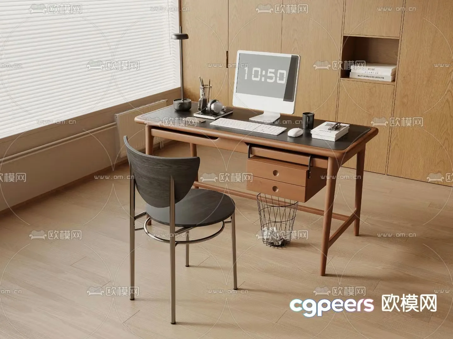 Medieval style desk and chair 3d model