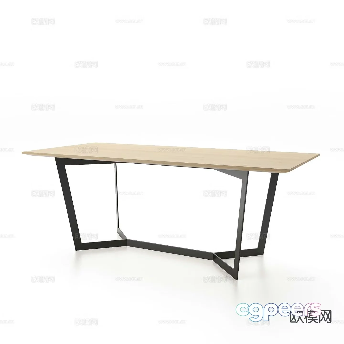 modern long table wooden table dining table 3d model