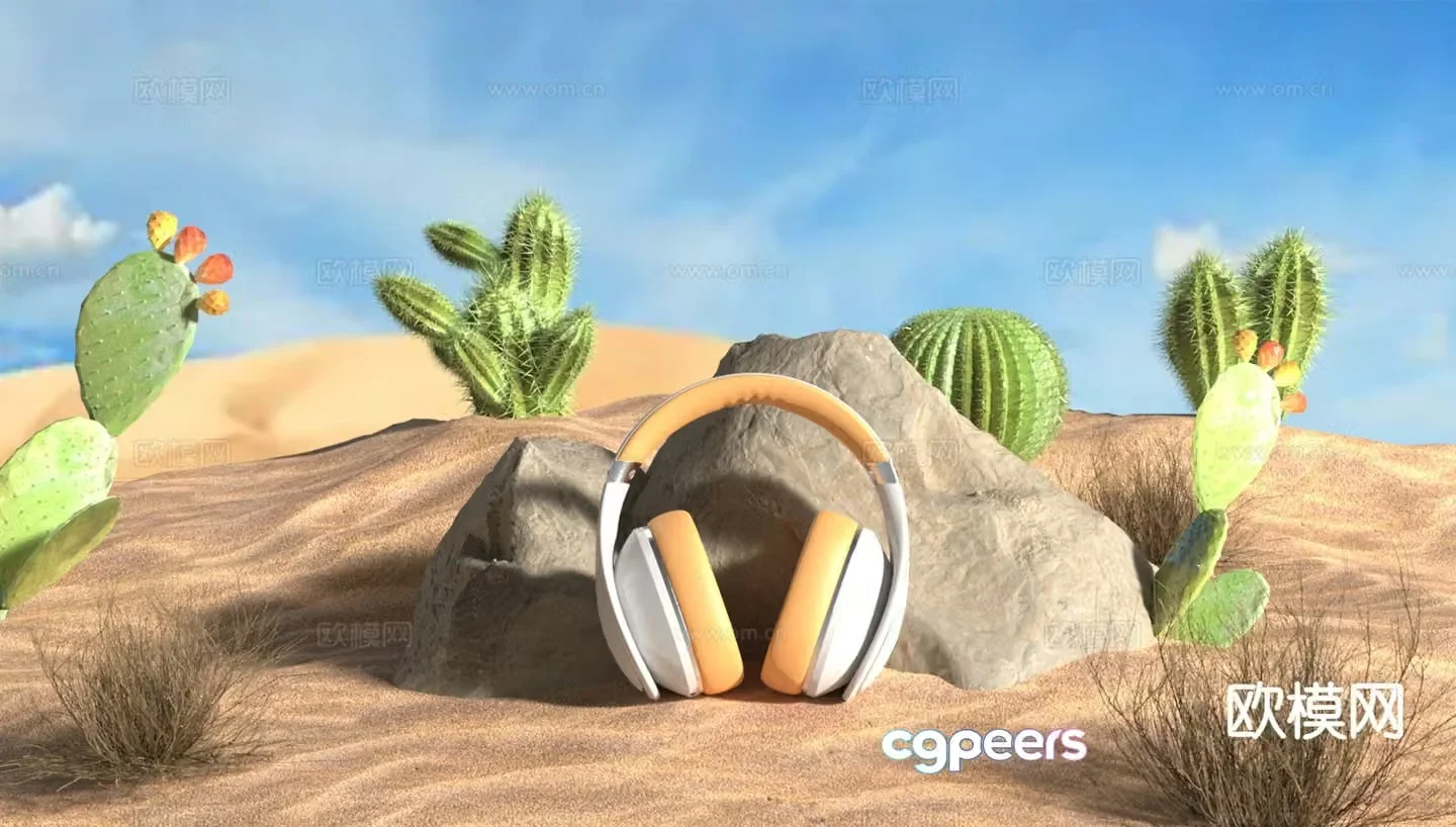 outdoor landscape desert scene headphones 3d model