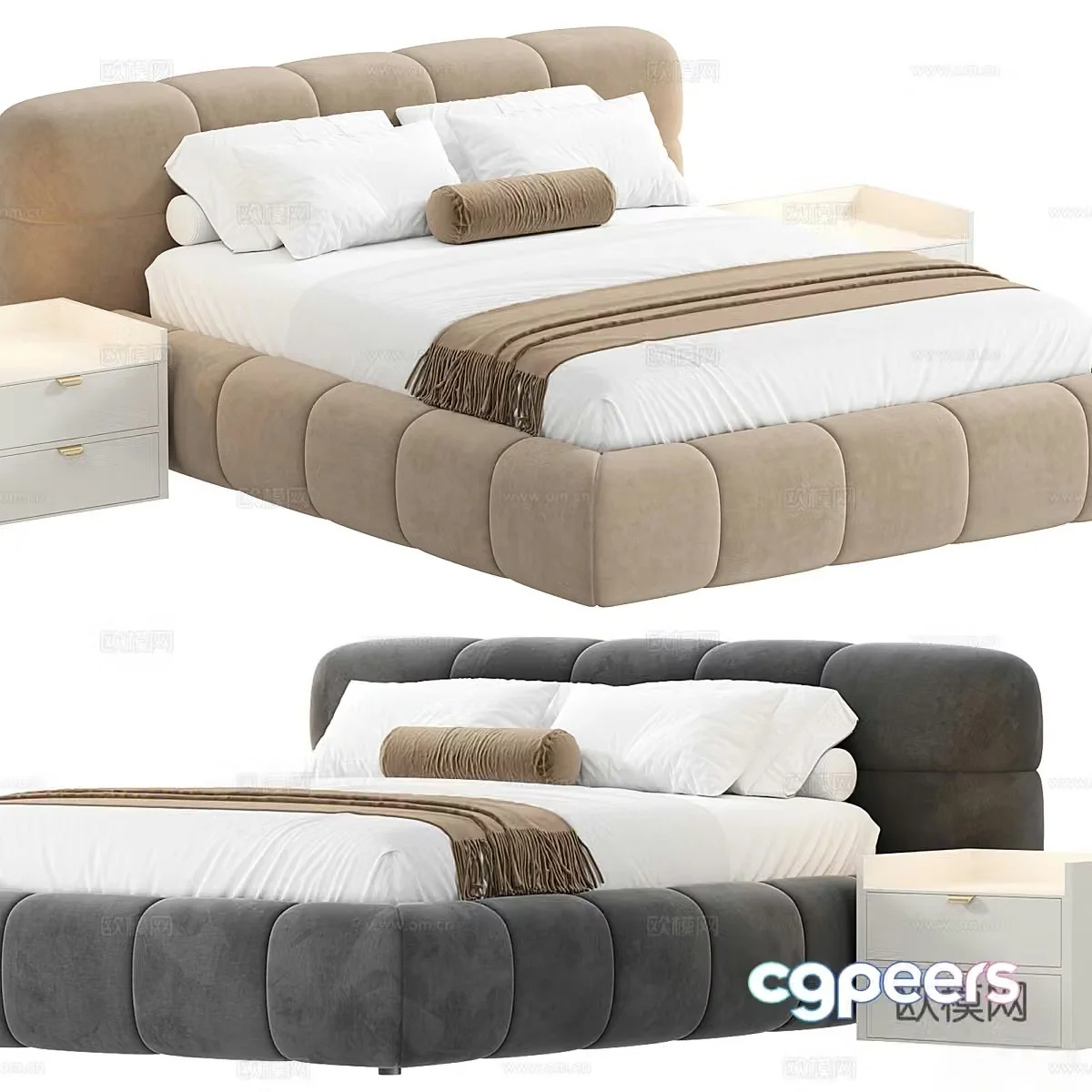 Background double bed 3d model