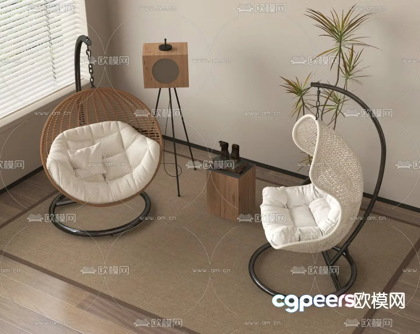 Hanging chair lazy hanging chair swing chair rocking chair 3d model
