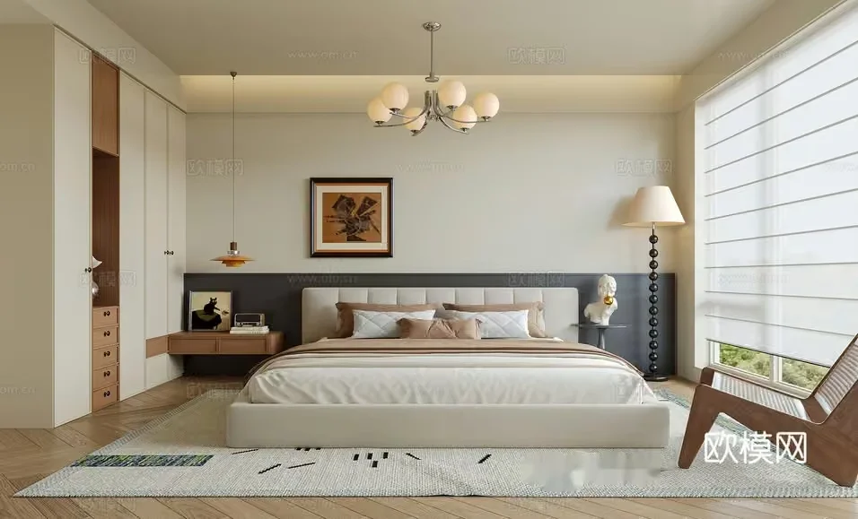 Cozy Modern Bedroom 3D Model – 14211 – CORONA Render
