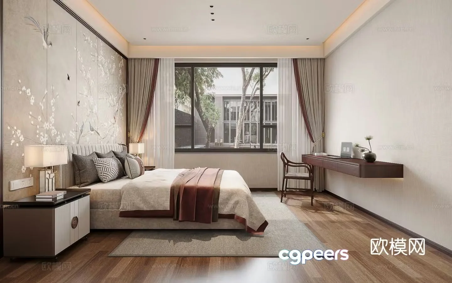 New Chinese style bedroom master bedroom 3d model