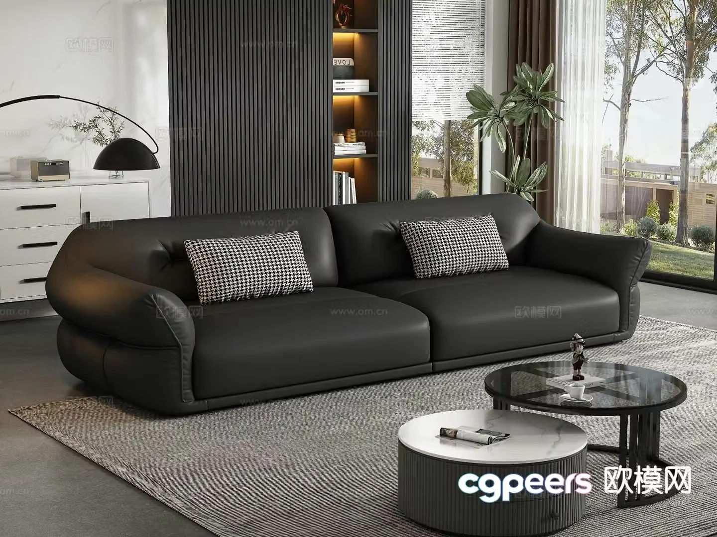 Modern leather sofa loveseat 3d model