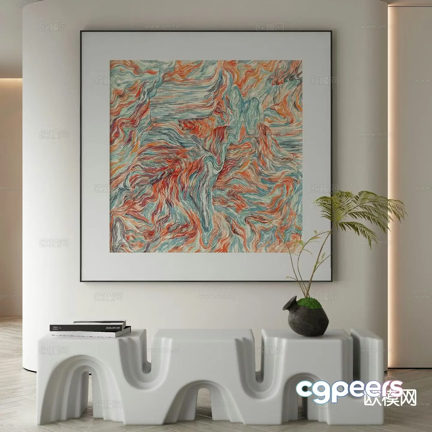 Modern decorative painting abstract oil painting 3d model