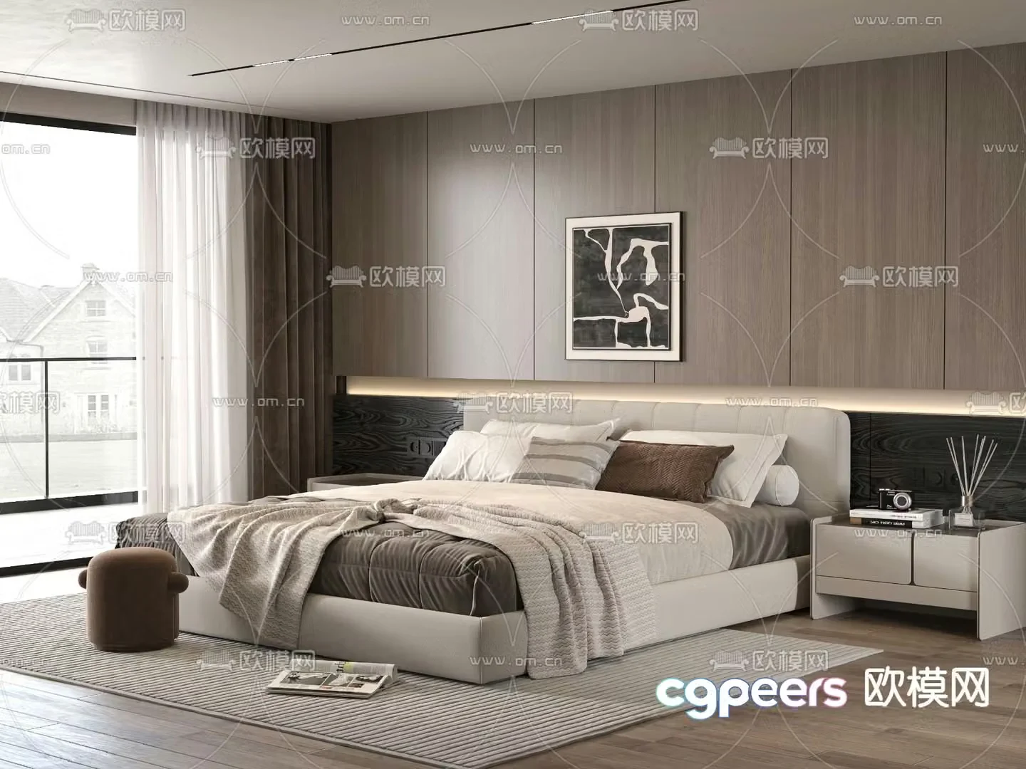 Minotti modern double bed 3d model