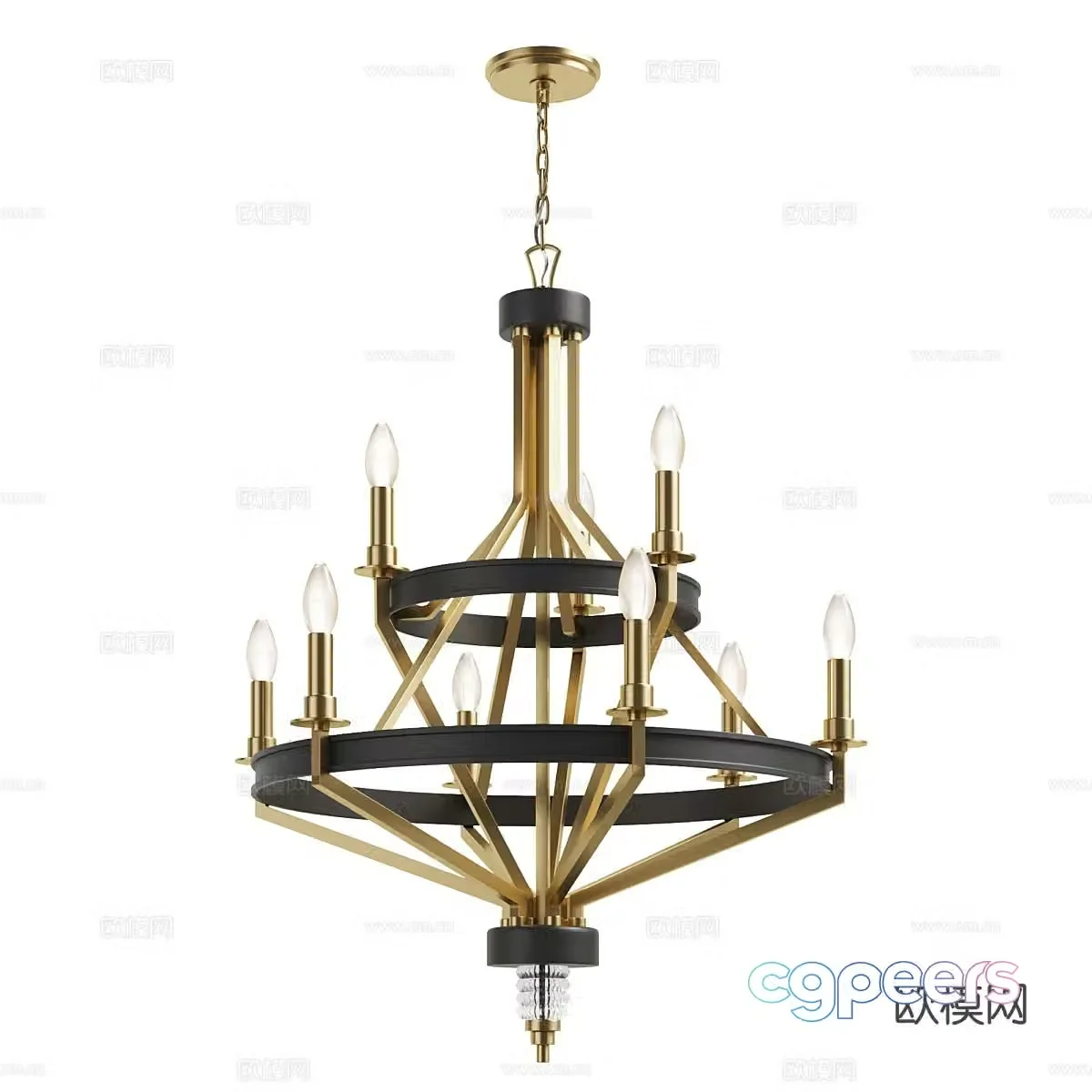 American chandelier Double-layer chandelier 3D model