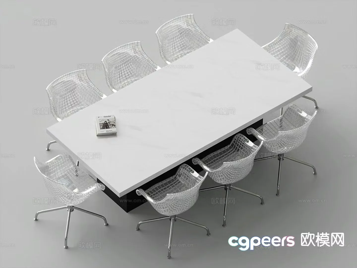 Modern conference table and chairs 3d model