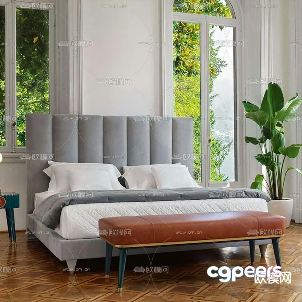 SCAPPINI modern double bed 3d model