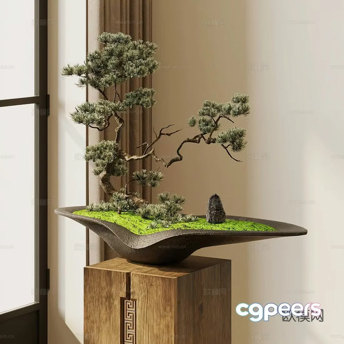New Chinese potted bonsai 3D model