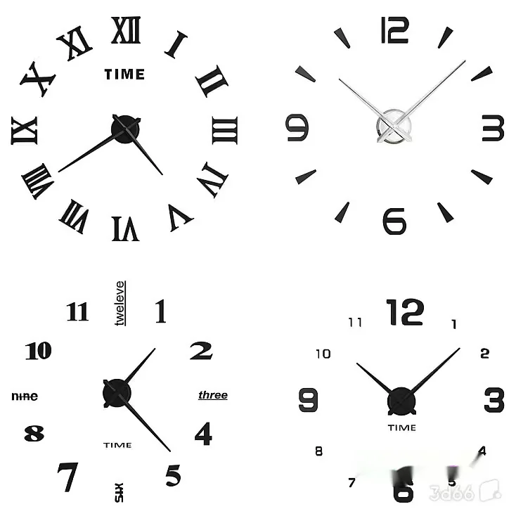 Black And White Clocks 3D Model – 19355 – VRAY Render