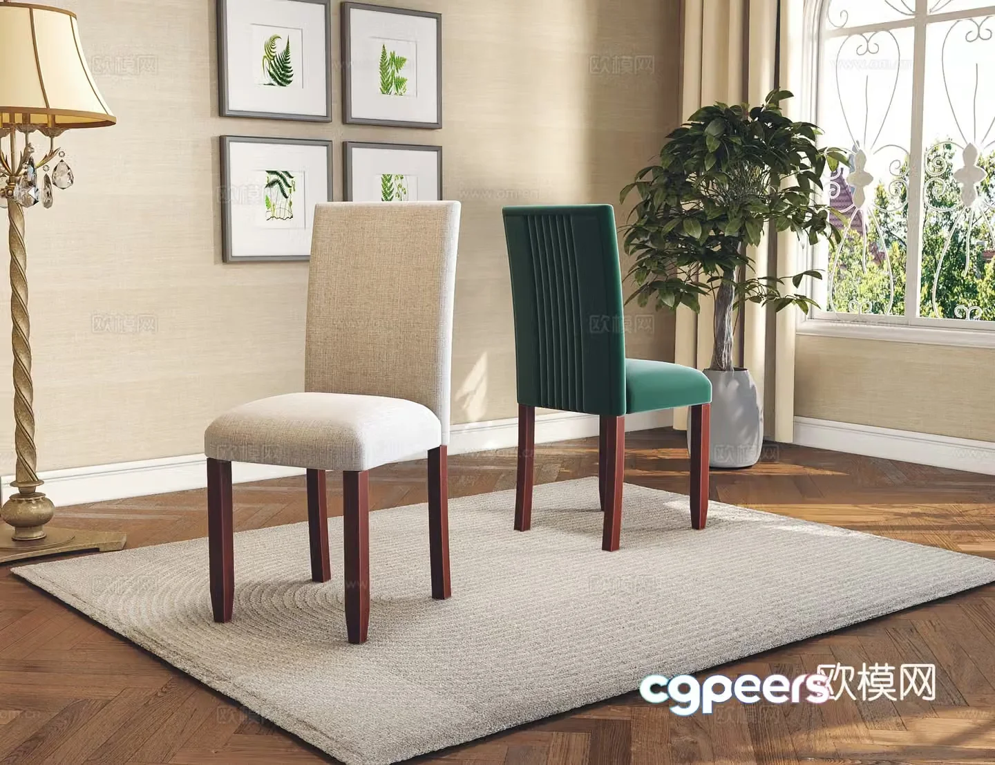 Italian light luxury dining chair B&B Hotel Club Sales Office Model Room Negotiation for reception of high-end customized simple seats 3D model