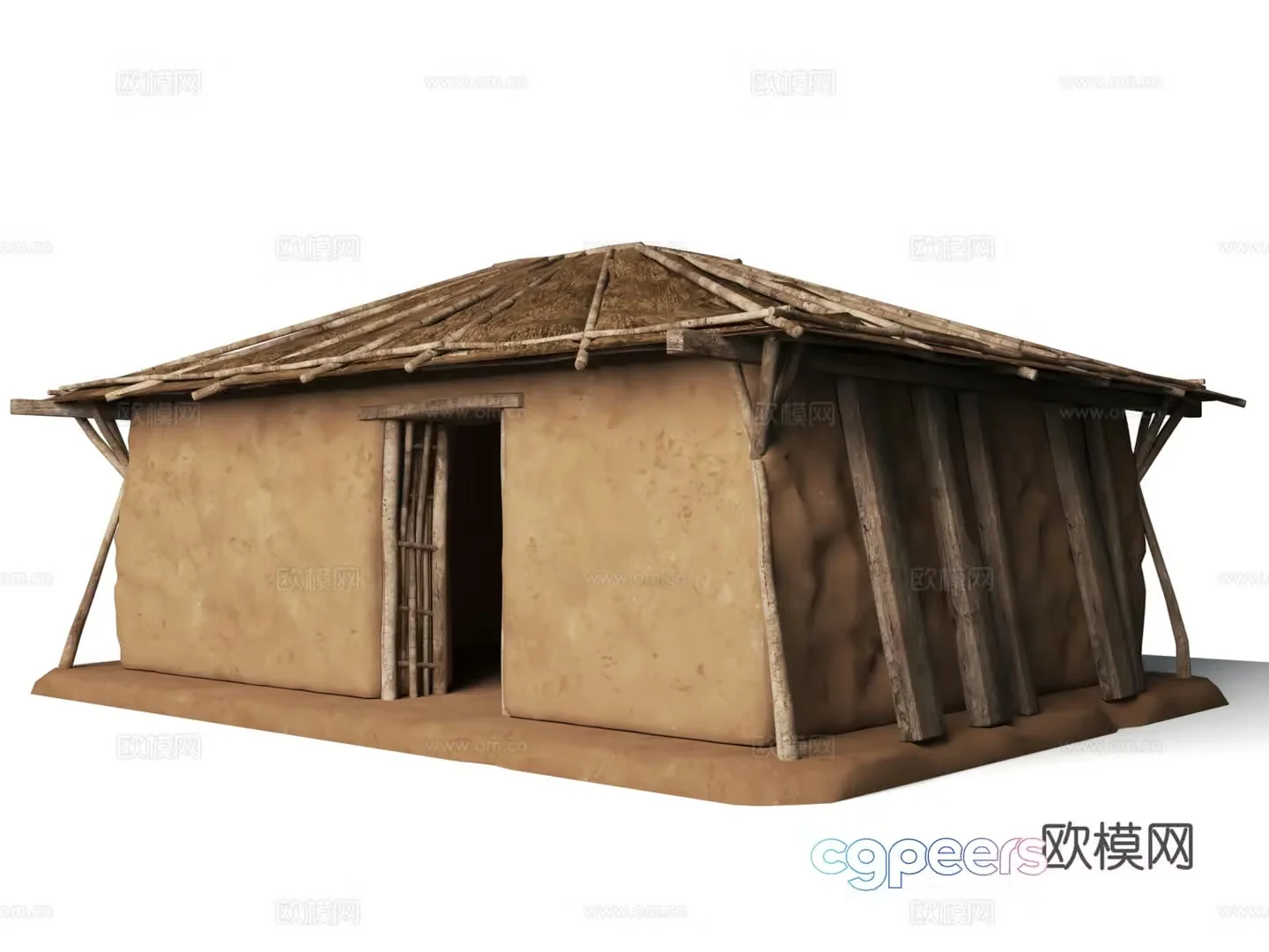 Ancient Primitive Man Thatched House Architecture Ancient Man Ruins Thatched House Primitive Man Tribe 3D Model