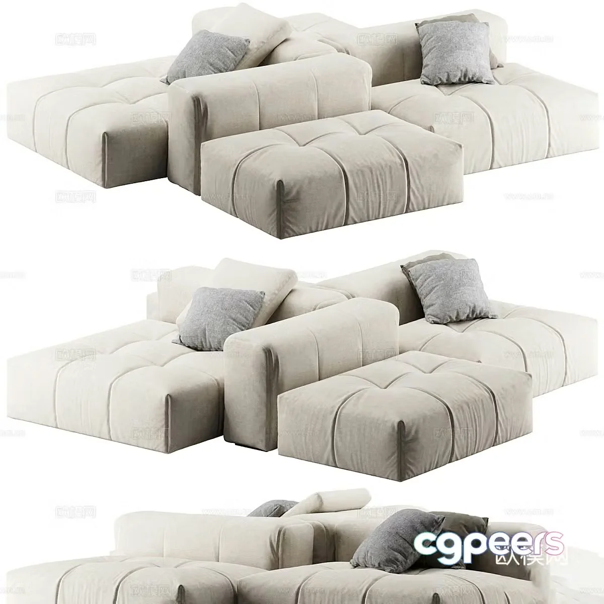 Modern Italian Pixel Combination Sofa 3D Model