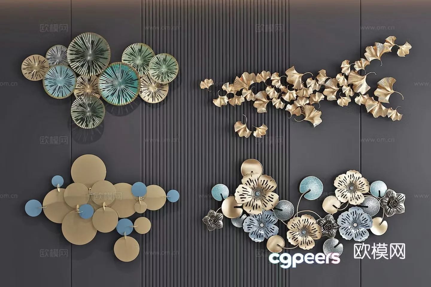 Modern light luxury wall decoration pendant three-dimensional painting art installation 3d model