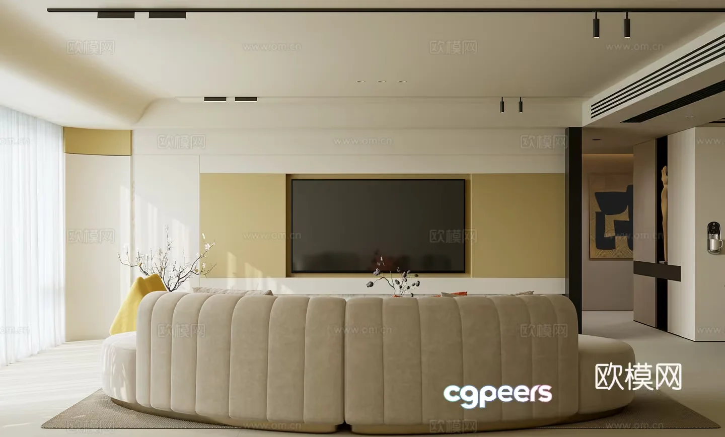 Modern Living Room 3D Model – 16351 – VRAY Render