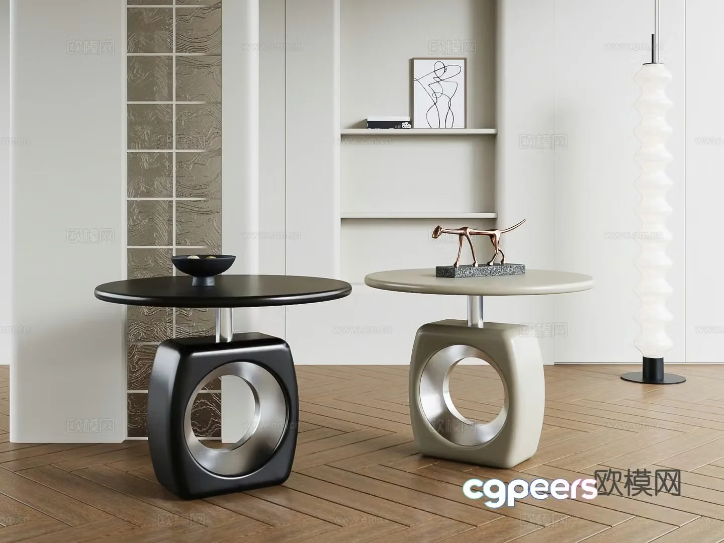Modern round table side table angle table 3D model