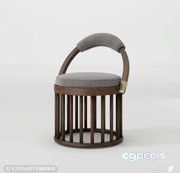 Wooden Stool With A Cushion 3D Model – 6296 – VRAY Render