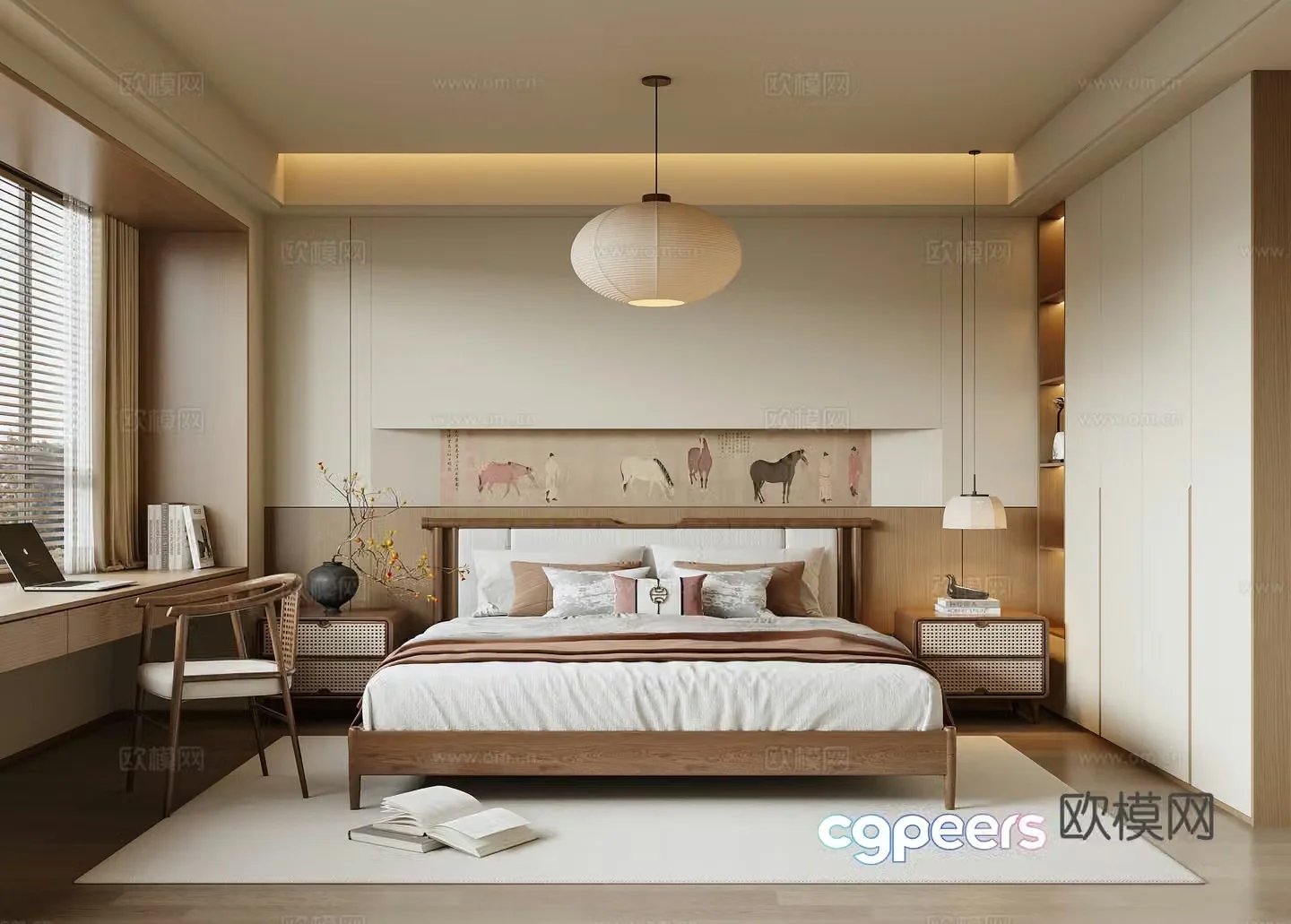 New Chinese Song style bedroom 3D model