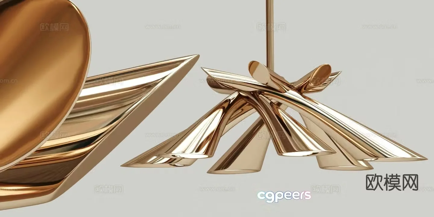 Light luxury multi-head chandelier 3D model