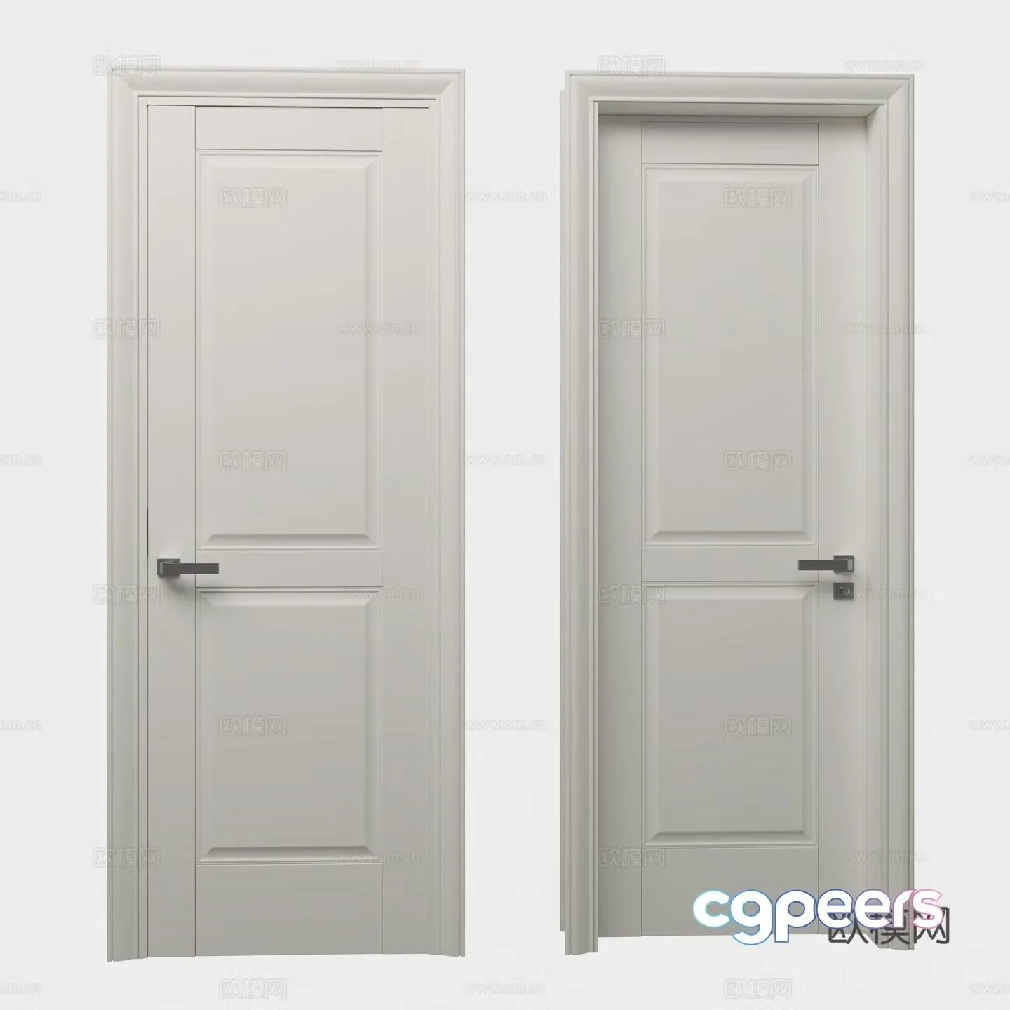 Modern door single door white paint door 3d model