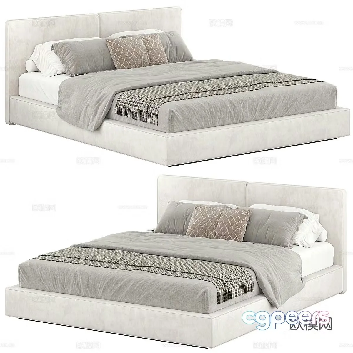 Modern Italian B&B italia-Richard Double Bed 3D Model
