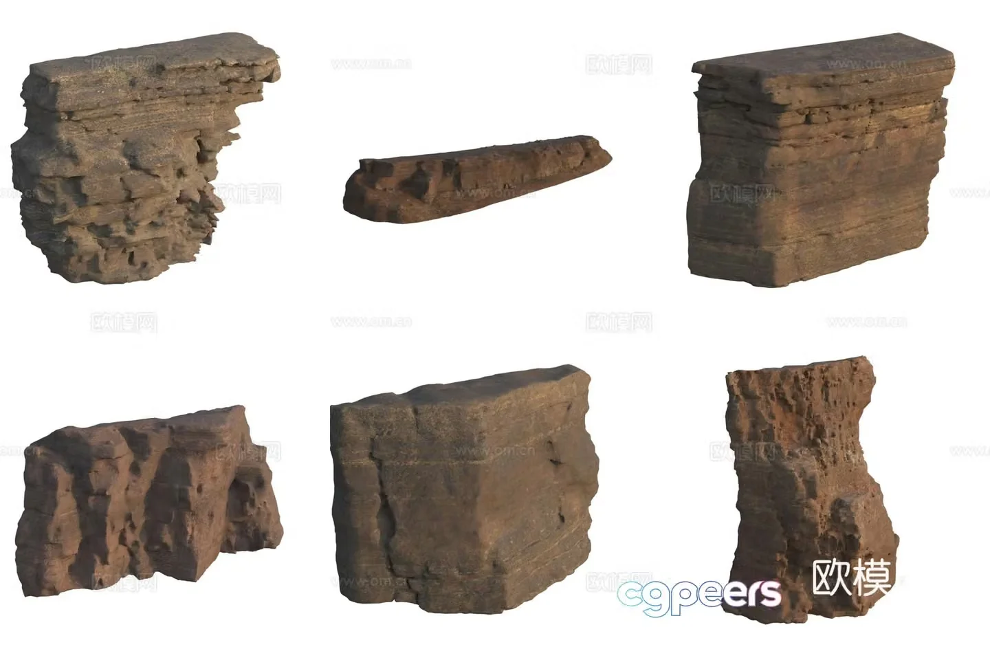 quarry stone wall cliff boulder 3D model