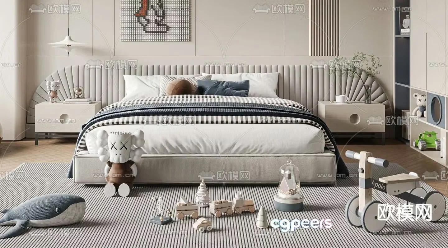 children’s bed double bed child’s bed 3d model