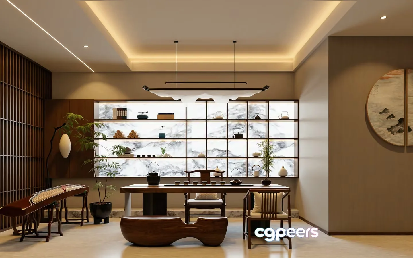 Asian-Style Dining Room 3D Model – 22331 – VRAY Render