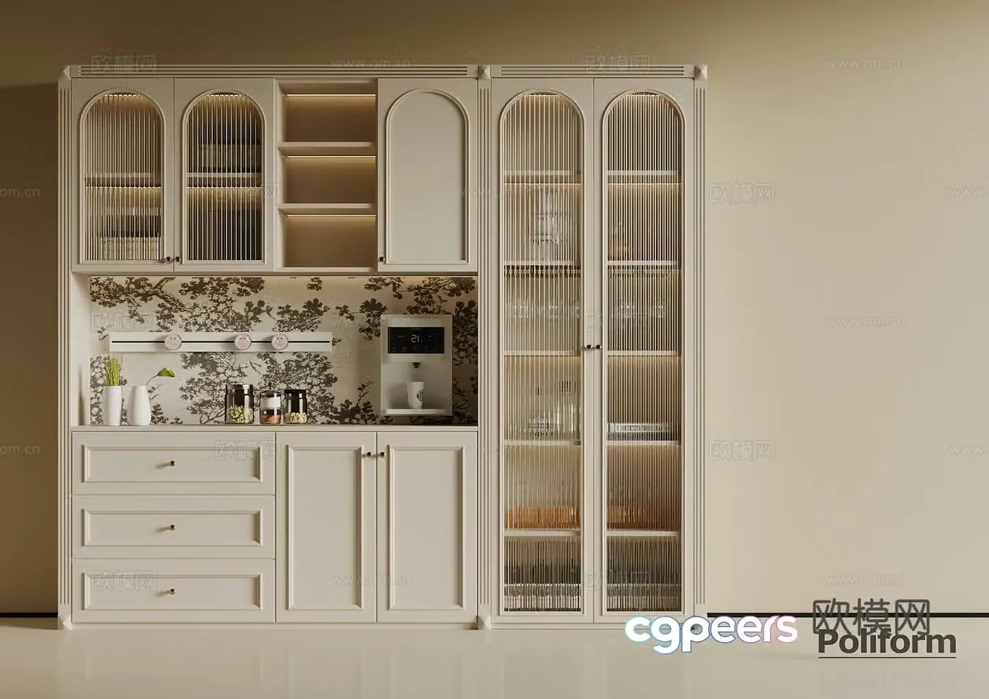 French wine cabinet sideboard 3D model