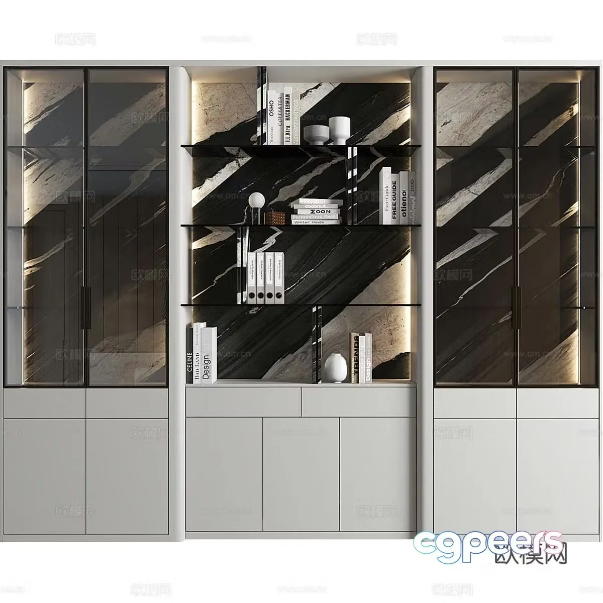 Modern Italian minimalist bookcase 3D model