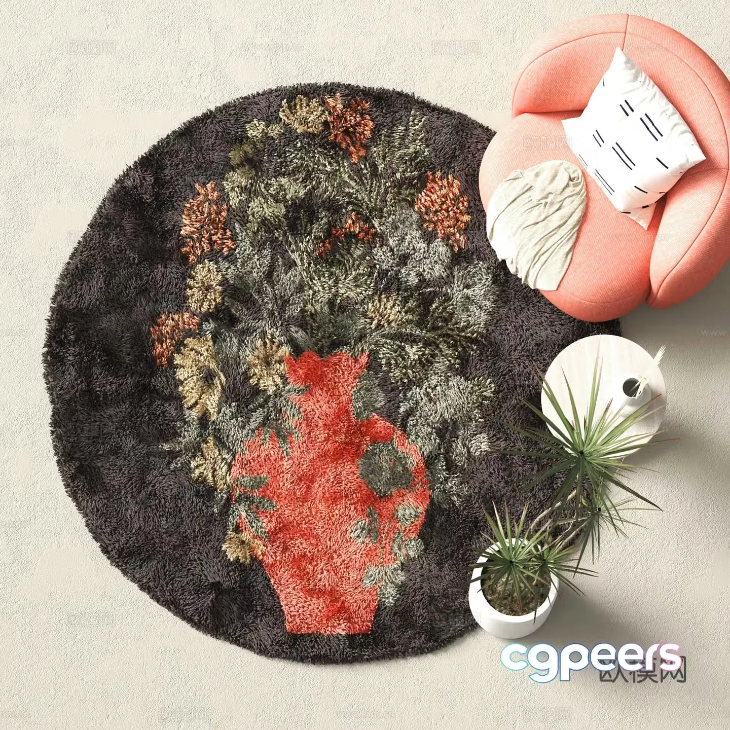 Modern round carpet 3d model