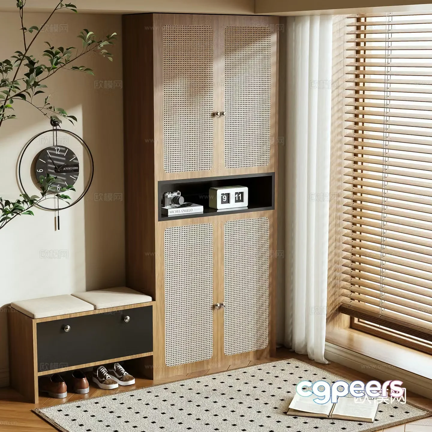 Middle-aged shoe cabinet 3D model