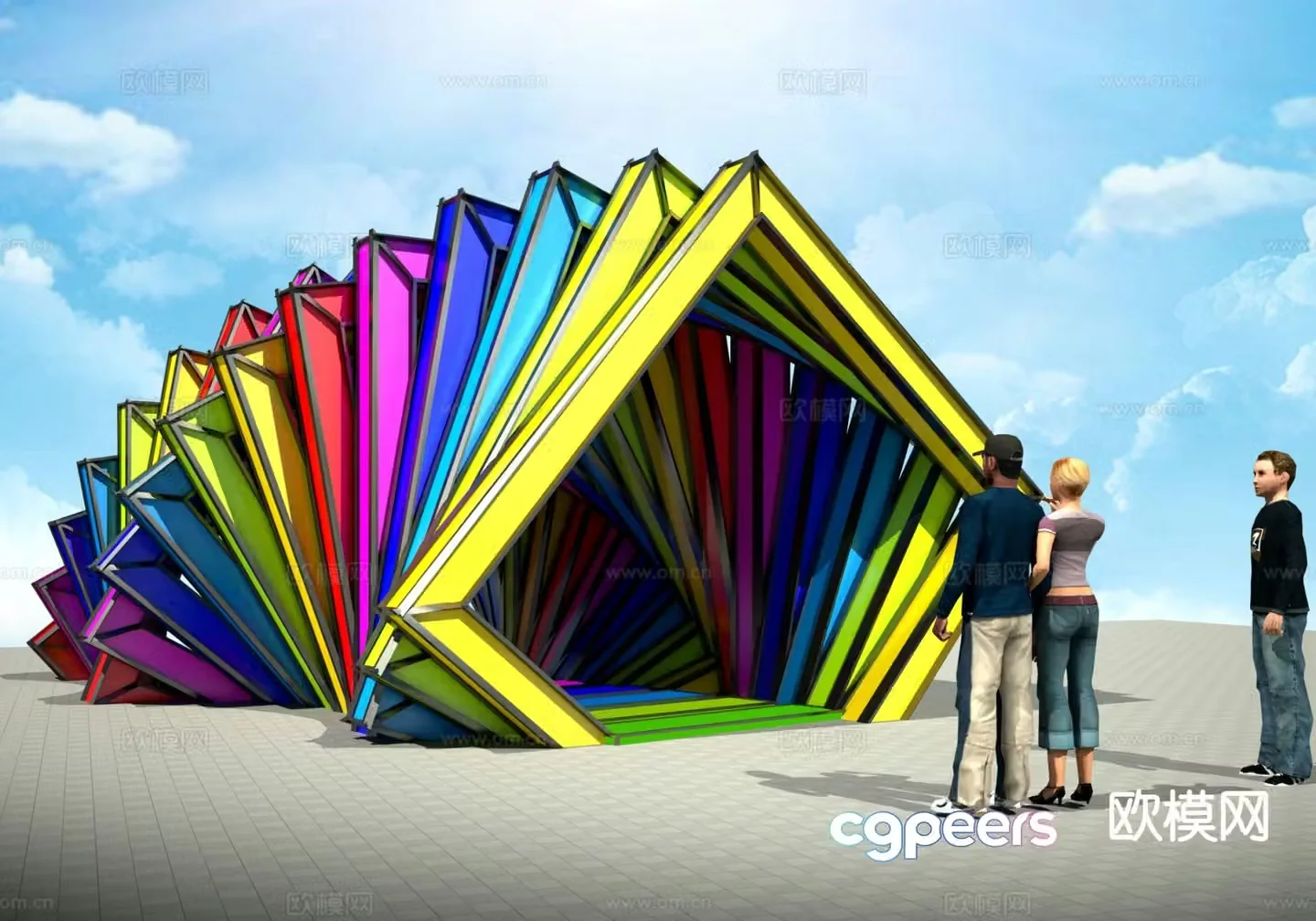 Tunnel sculpture landscape sculpture 3d model
