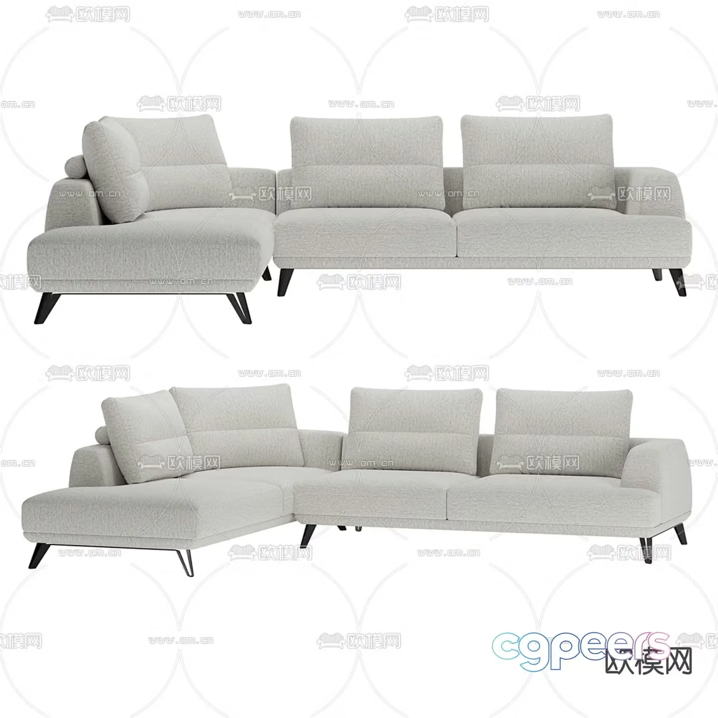 multi-person sofa corner sofa 3d model