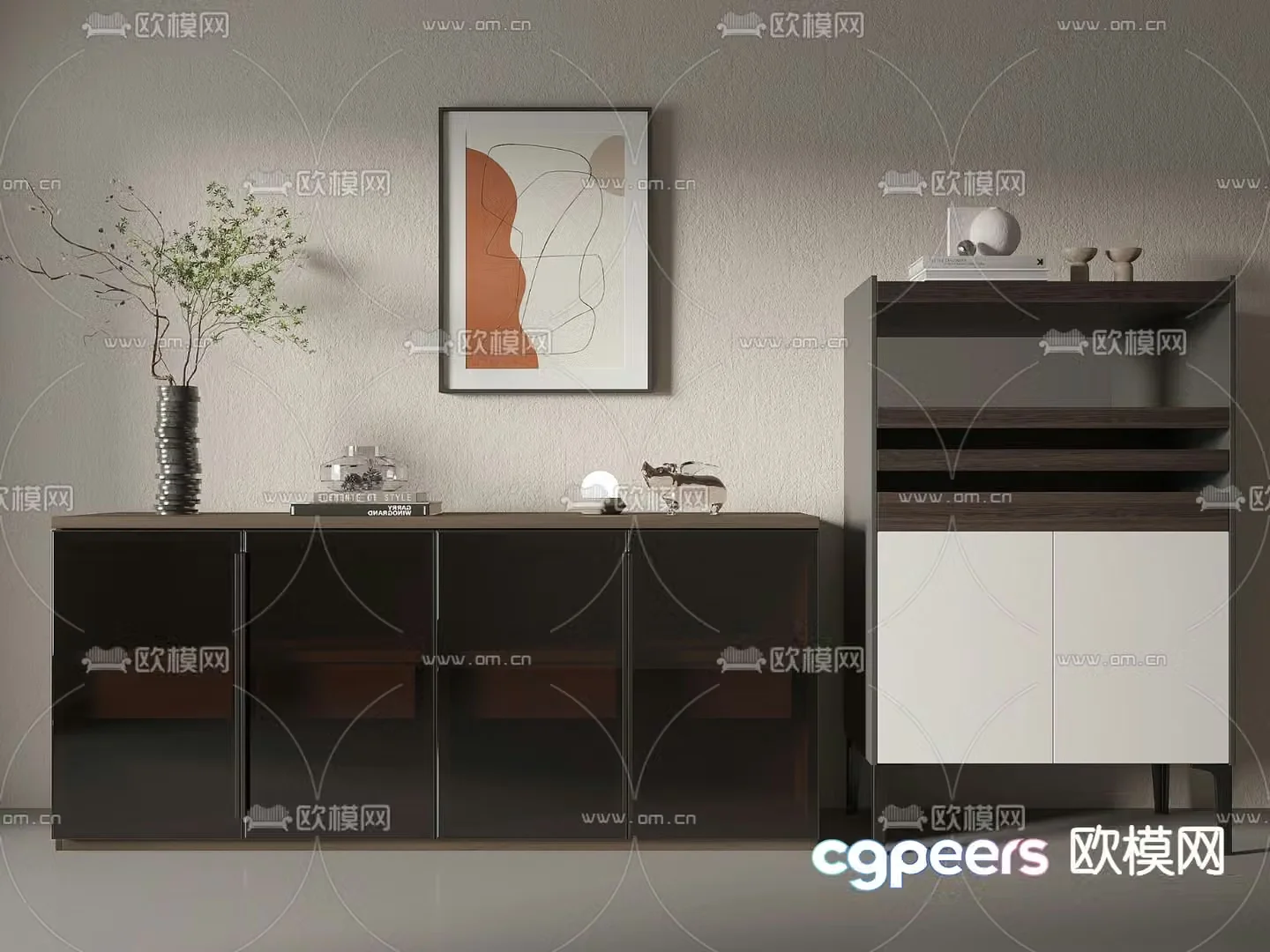 Modern side cabinet storage cabinet low cabinet high cabinet 3d model