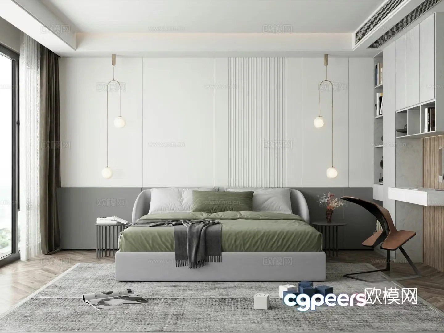 Modern home bedroom master bedroom desk and chair 3d model