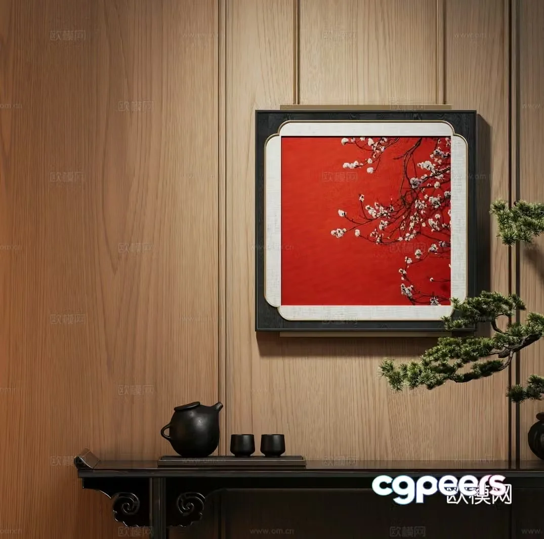 Modern new Chinese style decorative hanging painting 3D model