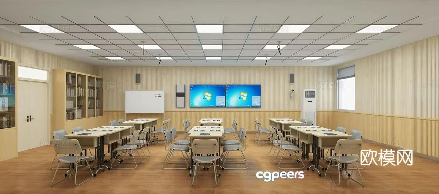 Modern school recording room 3d model