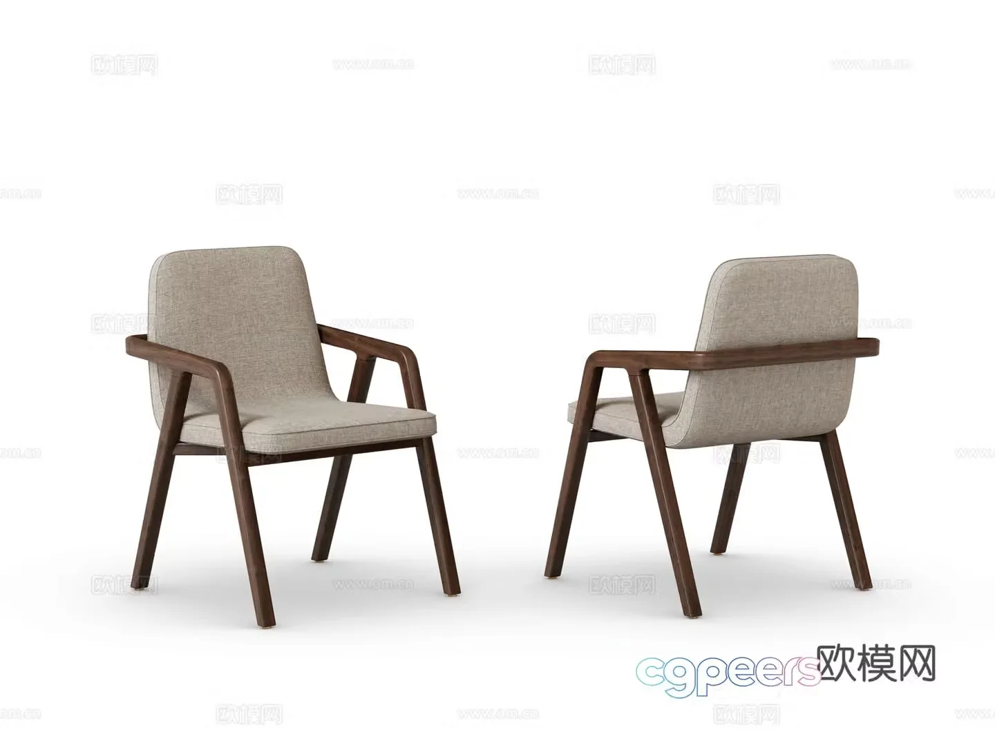New Chinese style walnut dining chair leisure chair 3d model