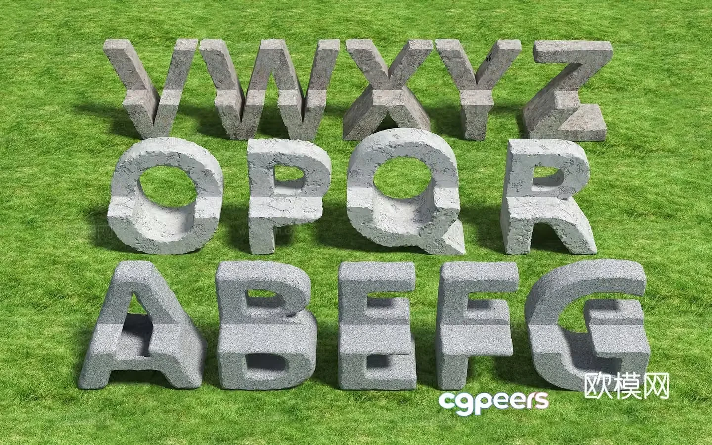 Modern letters sitting bench damaged stone letters sitting bench letters landscape stool landscape seat park seat 3d model