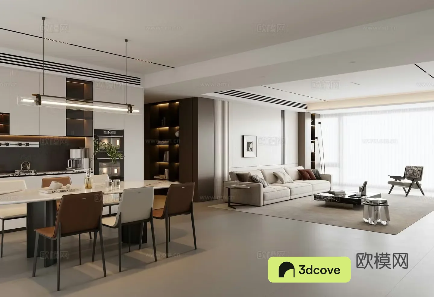Modern living and dining room