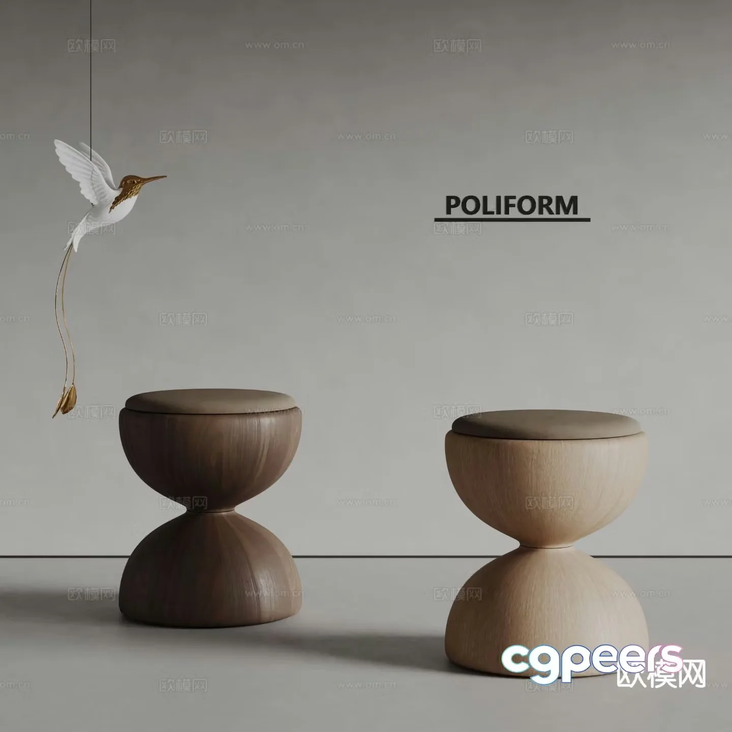 poliform modern stool round stool 3d model