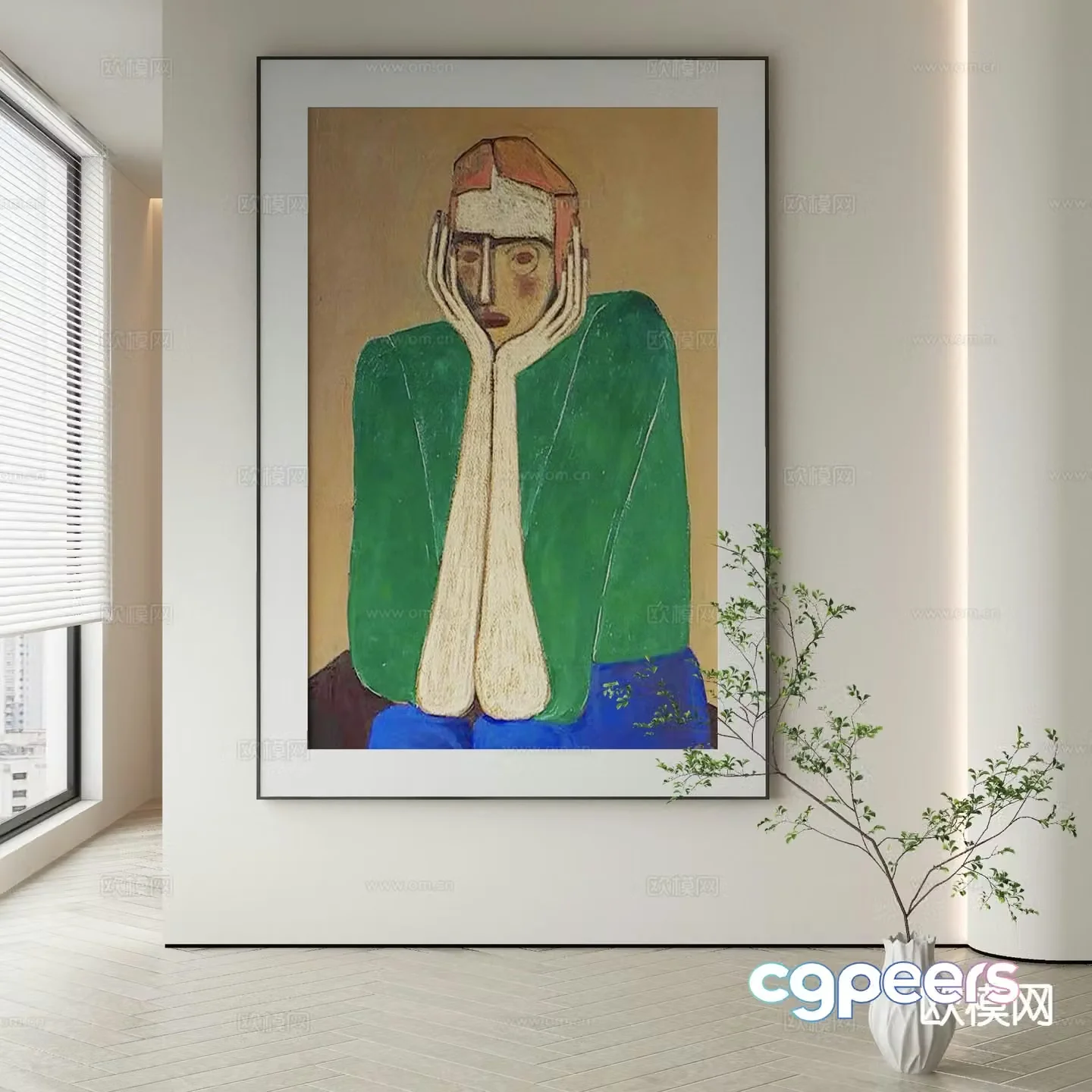 Nordic figure painting decorative painting hanging painting 3D model