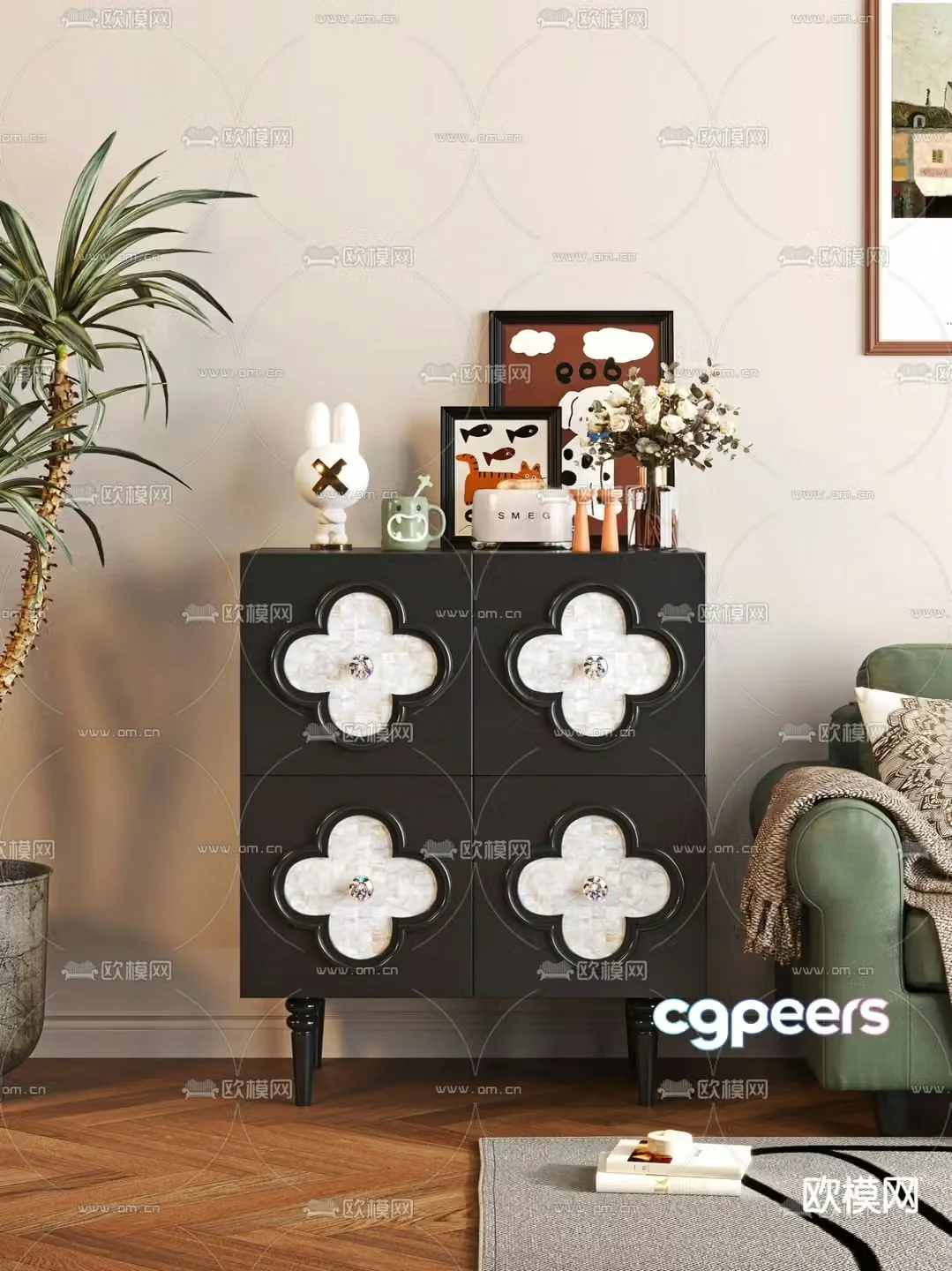 French end view cabinet entrance cabinet side cabinet 3D model