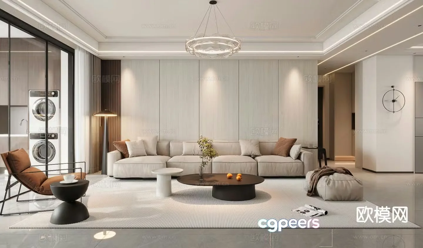 Light luxury living room 3D model
