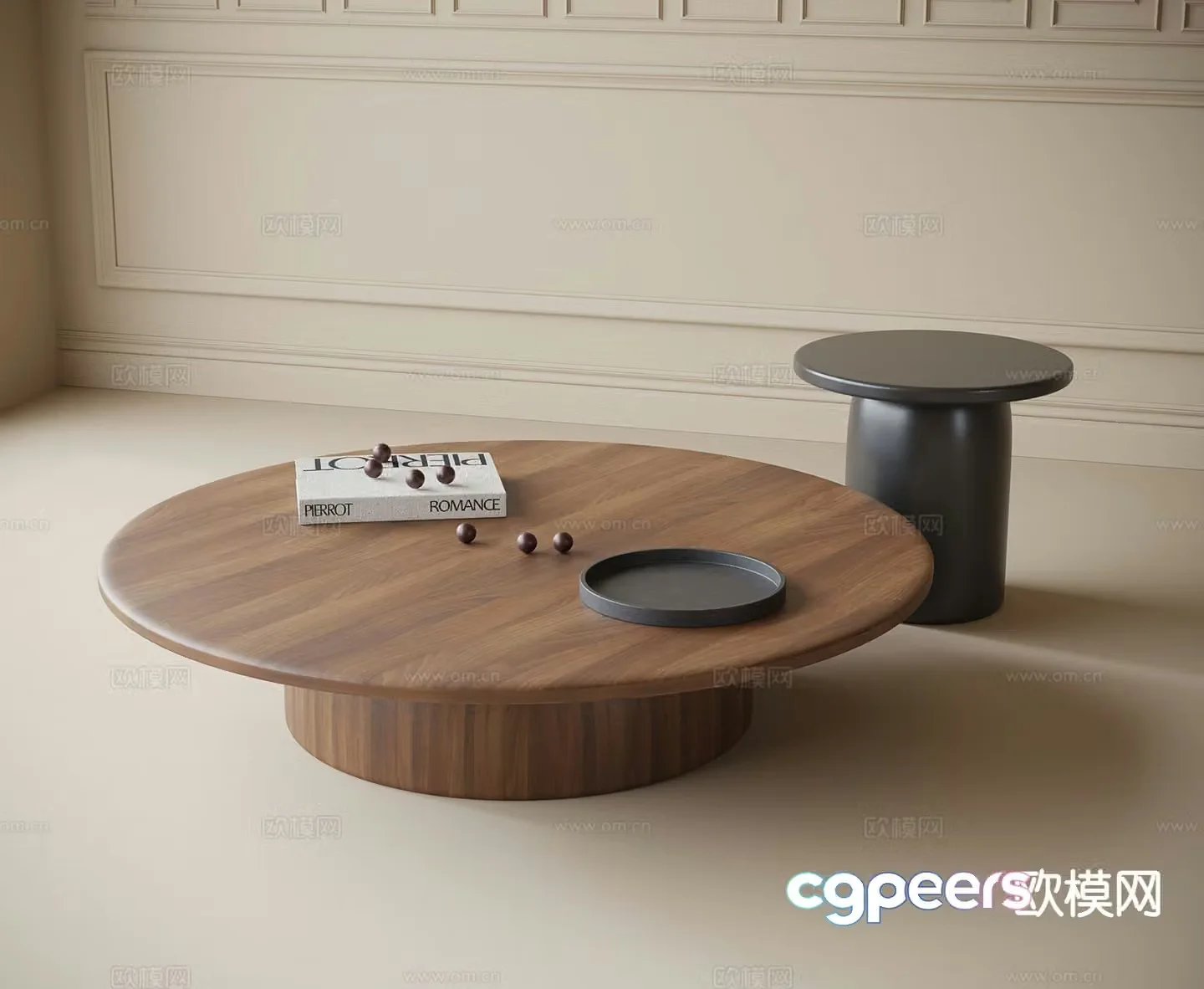 Wabi-sabi coffee table mother-and-son coffee table 3d model