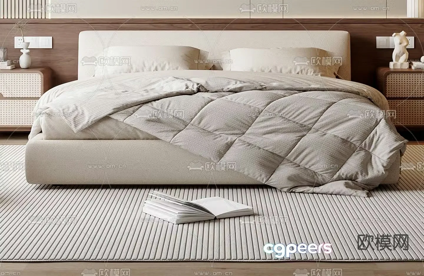 Medieval style double bed 3d model